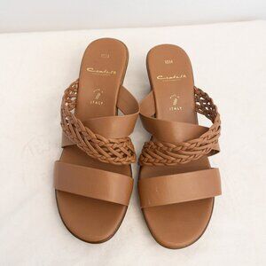 Contesa Italian Shoemakers Brown Leather Heeled Sandals Size 10M Made in Italy